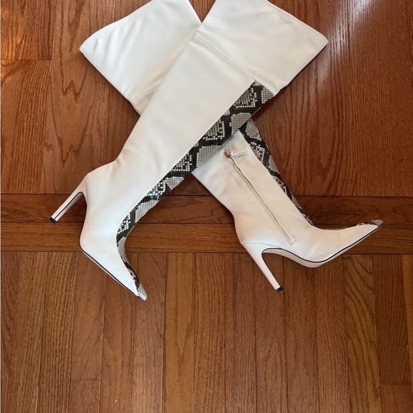 Good American White Leather Snakeskin OTK Boots. Size 6. Perfect. - Picture 2 of 9